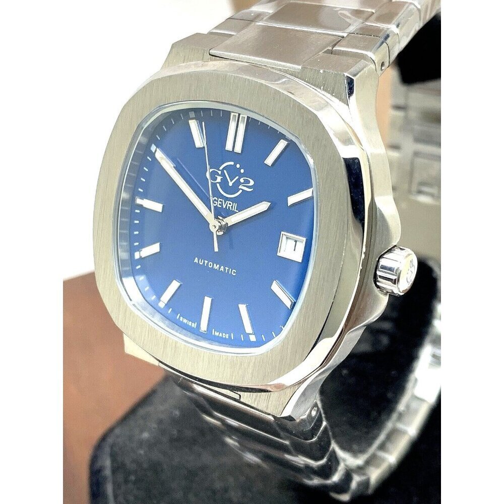 GV2 Gevril Men's Watch 18117B Potente Swiss Automatic Blue Dial Silver Steel